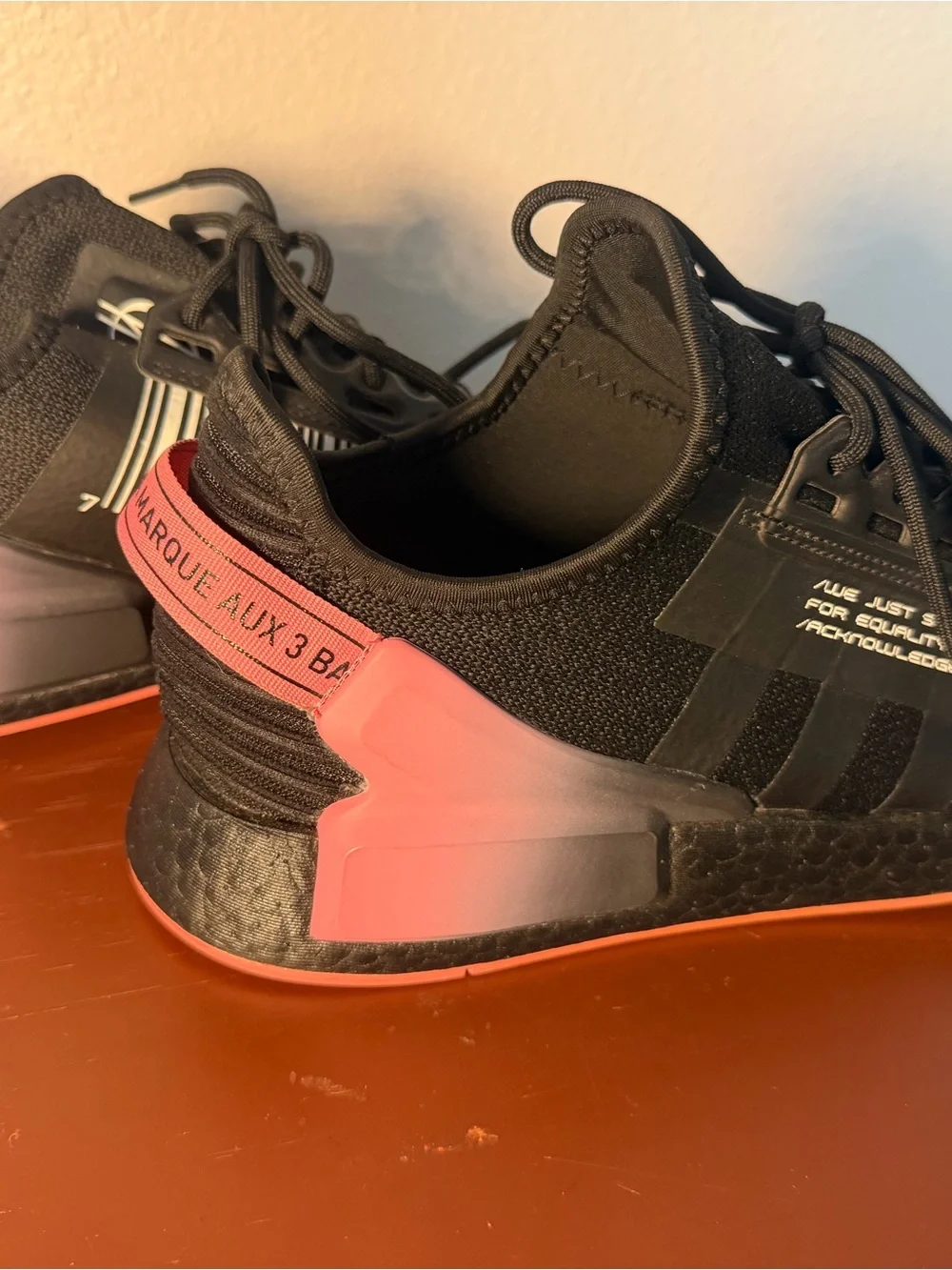 adidas Black Athletic Sneakers with Pink Heel Accents